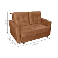 Sofá Cama Para Sala De Estar Cross Veludo Ferrugem - 3