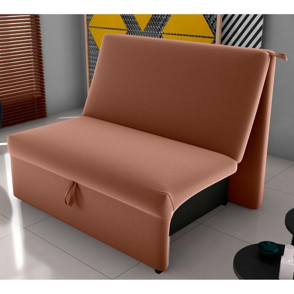 Sofá Cama 2 Lugares Ivan Veludo Ferrugem - 1