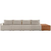 Sofá Ilha Modular Para Sala 432cm Com Puff Dublin K01 Bouclê Creme Sintético Caramelo - Lyam Decor - 5