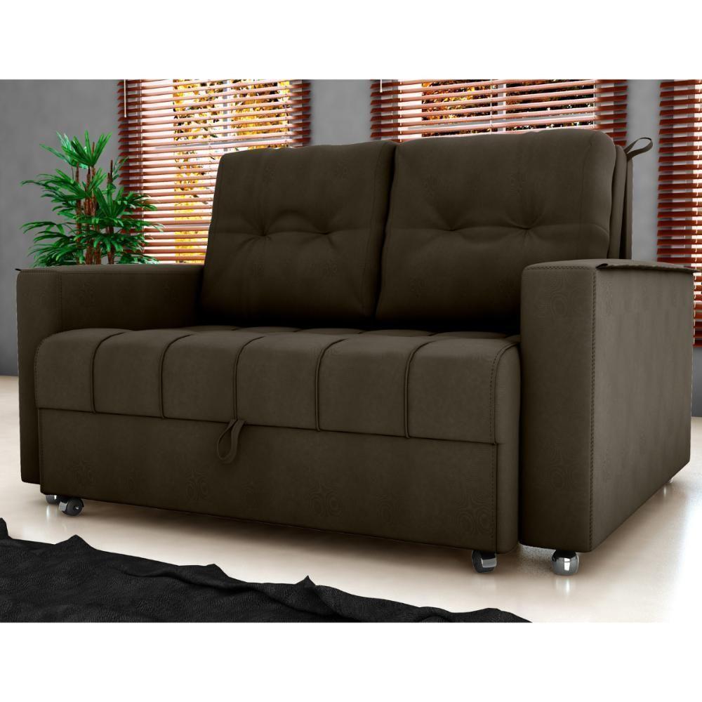 Sofá Cama Para Sala De Estar Remy Veludo Maserati Marrom - 1