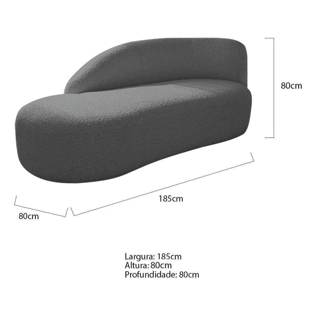 Kit Divã Luna 185cm Lado Esquerdo E 01 Poltrona Base De Ferro Preto Linho Cor Cinza Escuro - 8