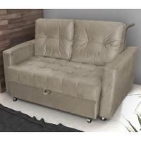 Sofá Cama Para Sala De Estar Cross Veludo Capuccino - 1