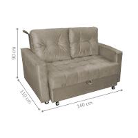 Sofá Cama Para Sala De Estar Cross Veludo Capuccino - 3