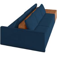 Sofá Ilha Modular Para Sala 342cm Com Puff Dublin K01 Veludo Azul Sintético Caramelo - Lyam Decor