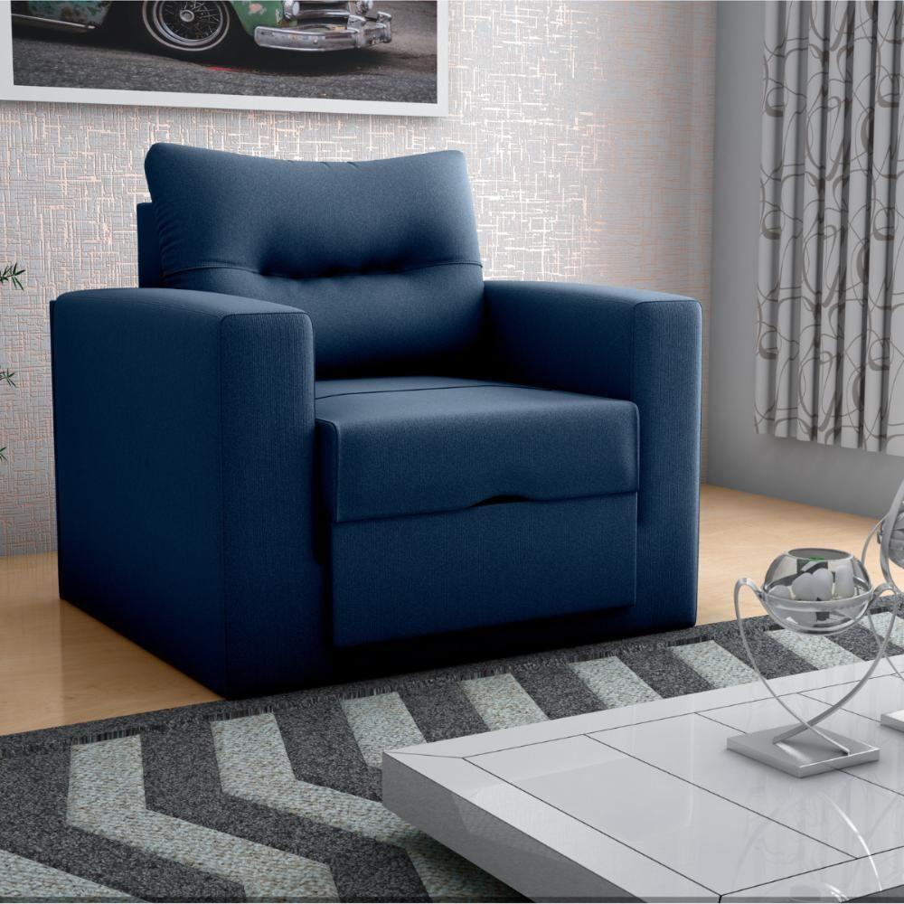 Sofá Cama Para Sala De Estar Dublin Suede Azul - 1