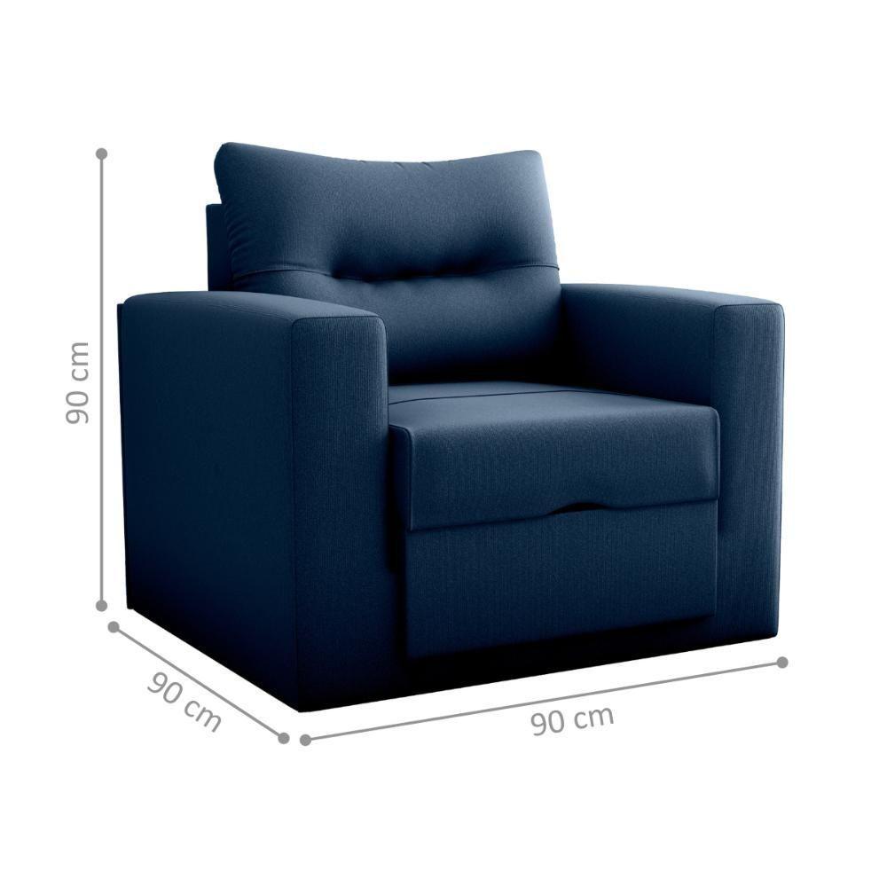 Sofá Cama Para Sala De Estar Dublin Suede Azul - 2