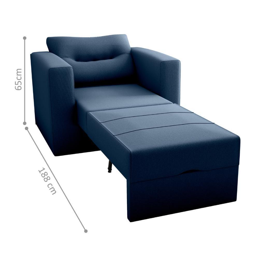 Sofá Cama Para Sala De Estar Dublin Suede Azul - 4