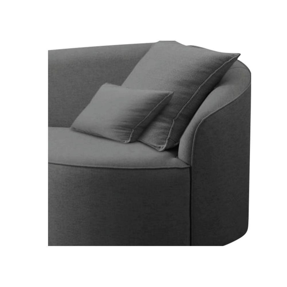 Divã Recamier Curvo Sala De Estar Recepção Lado Esquerdo Linho - Doce Sonho Móveis Cor Cinza Escuro - 4