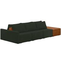 Sofá Ilha Modular Para Sala 342cm Com Puff Dublin K01 Veludo Verde Sintético Caramelo - Lyam Decor - 1