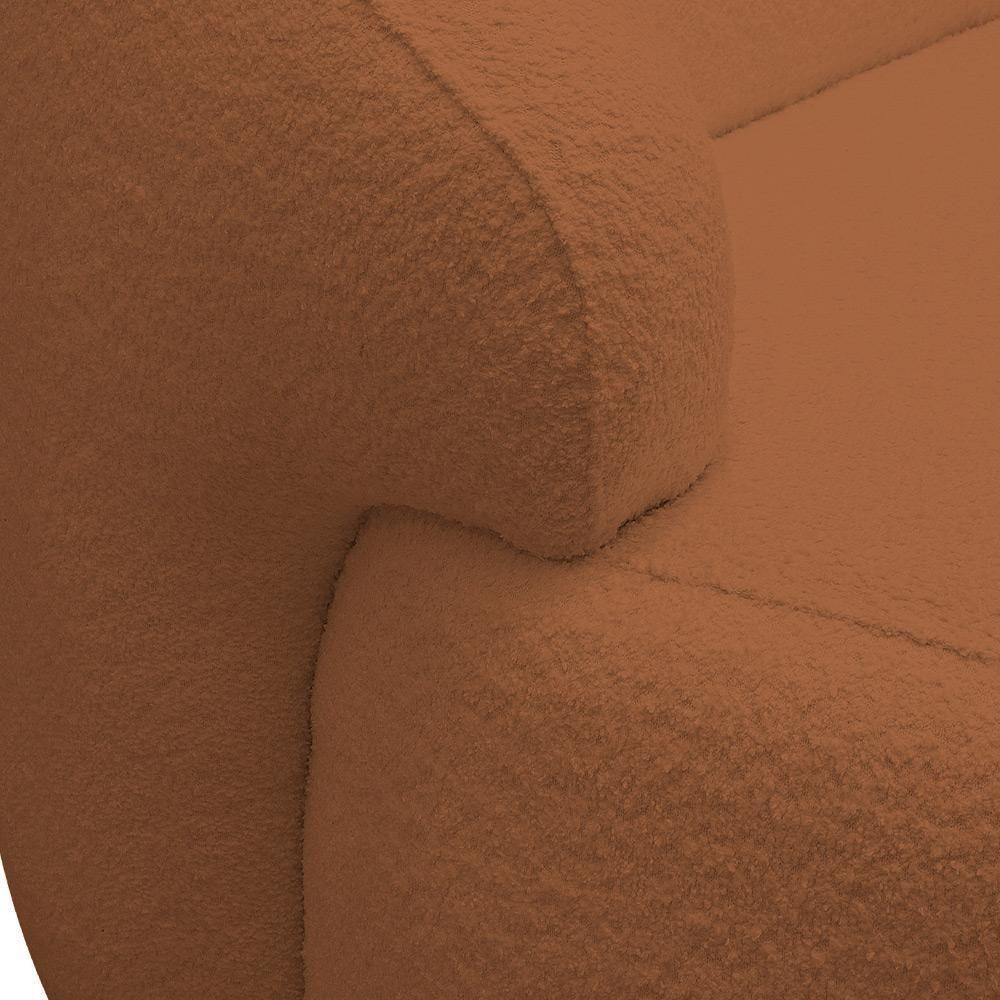 Sofá 2 Lugares Curvo Orgânico Para Sala Living 150cm Barolo L06 Bouclê Terracota - Lyam Decor - 5