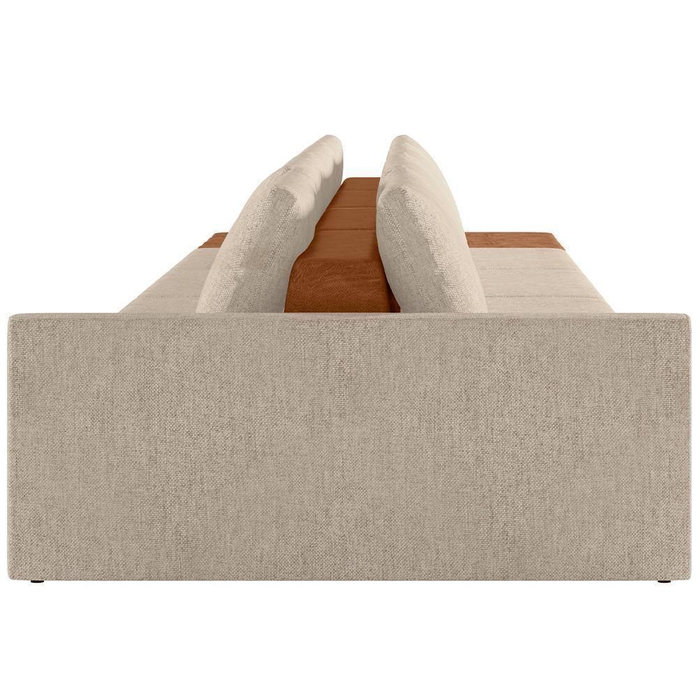 Sofá Ilha Modular Para Sala 392cm Com Puff Dublin K01 Linho Bege Sintético Caramelo - Lyam Decor - 2