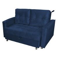 Sofá Cama Para Sala De Estar Cross Veludo Azul - 2