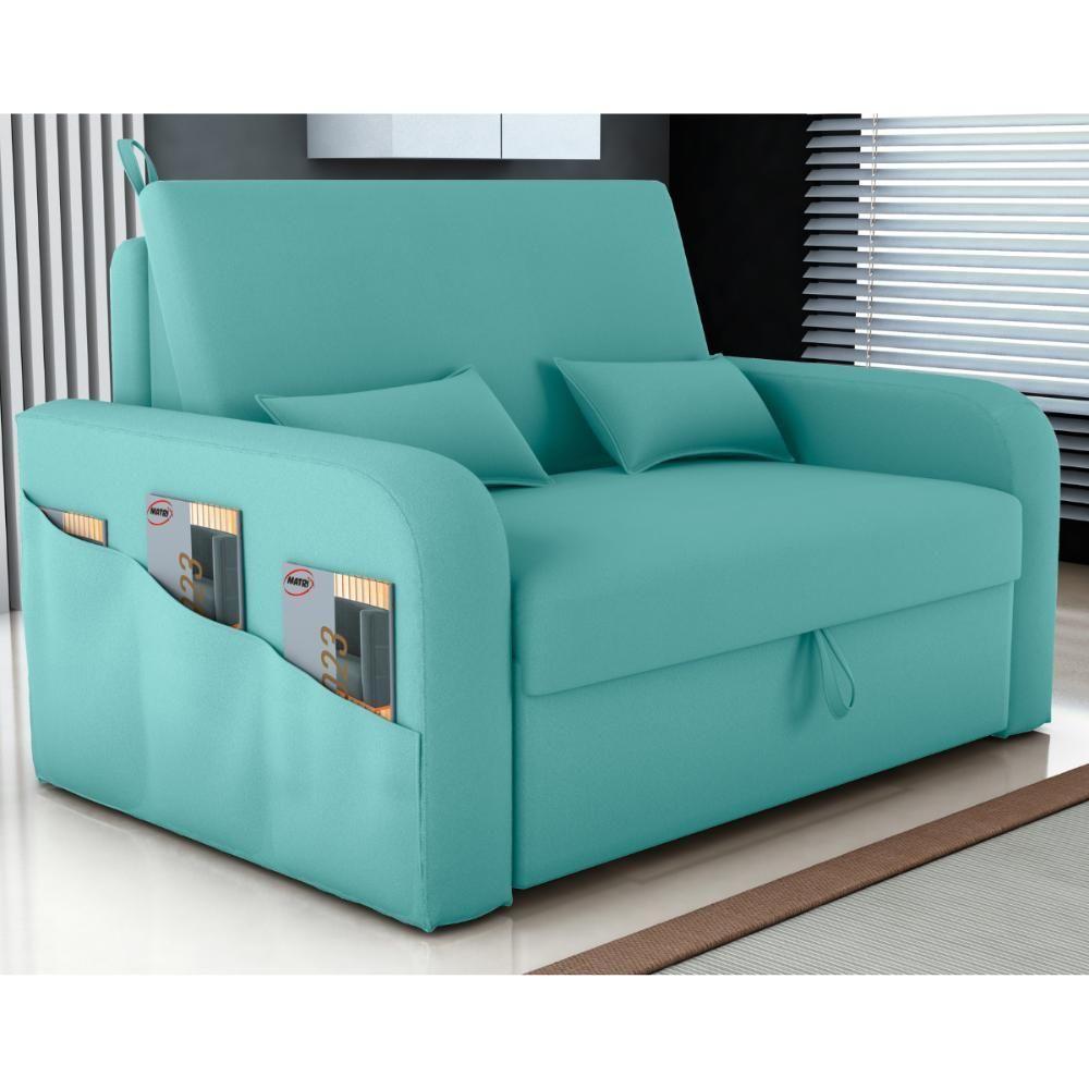 Sofá Cama 2 Lugares Com Baú Bannow Veludo Verde Menta - 1