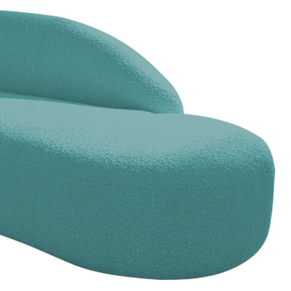 Divã Recamier Curvo Luna 140cm Lado Direito Suede - Doce Sonho Móveis Cor Azul Turquesa - 2