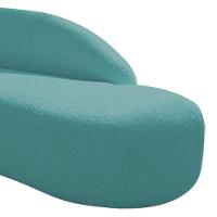 Divã Recamier Curvo Luna 140cm Lado Direito Suede - Doce Sonho Móveis Cor Azul Turquesa - 2