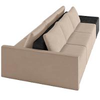 Sofá Ilha Modular Para Sala 312cm Com Puff Dublin K01 Veludo Bege E Sintético Preto - Lyam Decor