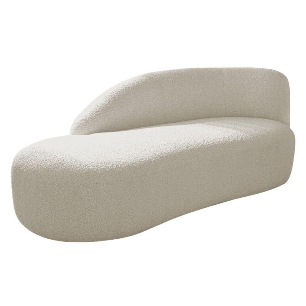 Divã Recamier Curvo Luna 185cm Lado Esquerdo Bouclé - Adj Decor Cor Branco - 1