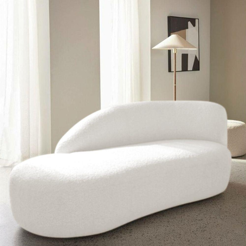 Divã Recamier Curvo Luna 185cm Lado Esquerdo Bouclé - Adj Decor Cor Branco - 9