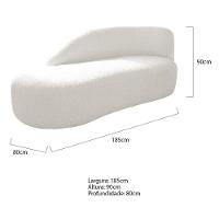 Divã Recamier Curvo Luna 185cm Lado Esquerdo Bouclé - Adj Decor Cor Branco - 6