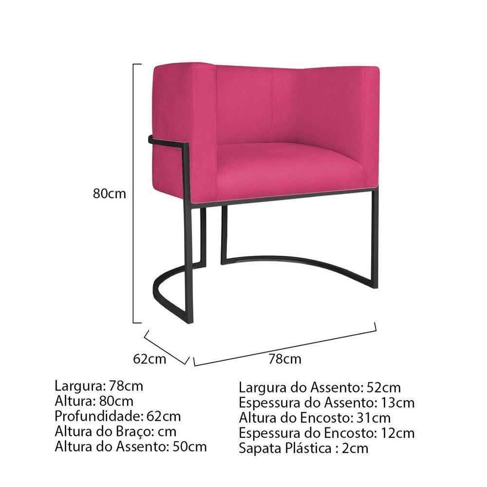 Kit Divã Luna 140cm Lado Esquerdo E 01 Poltrona Base De Ferro Preto Suede Cor Pink - 5