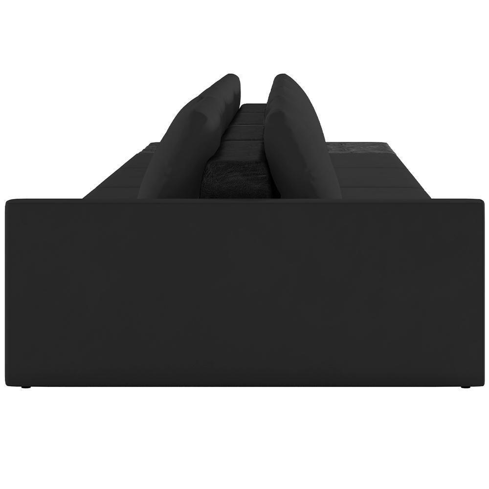 Sofá Ilha Modular Para Sala 432cm Com Puff Dublin K01 Veludo Preto E Sintético Preto - Lyam Decor - 2