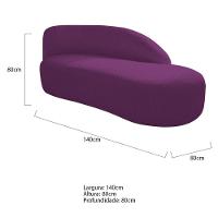 Divã Recamier Curvo Luna 140cm Lado Direito Suede - Doce Sonho Móveis Cor Roxo - 6