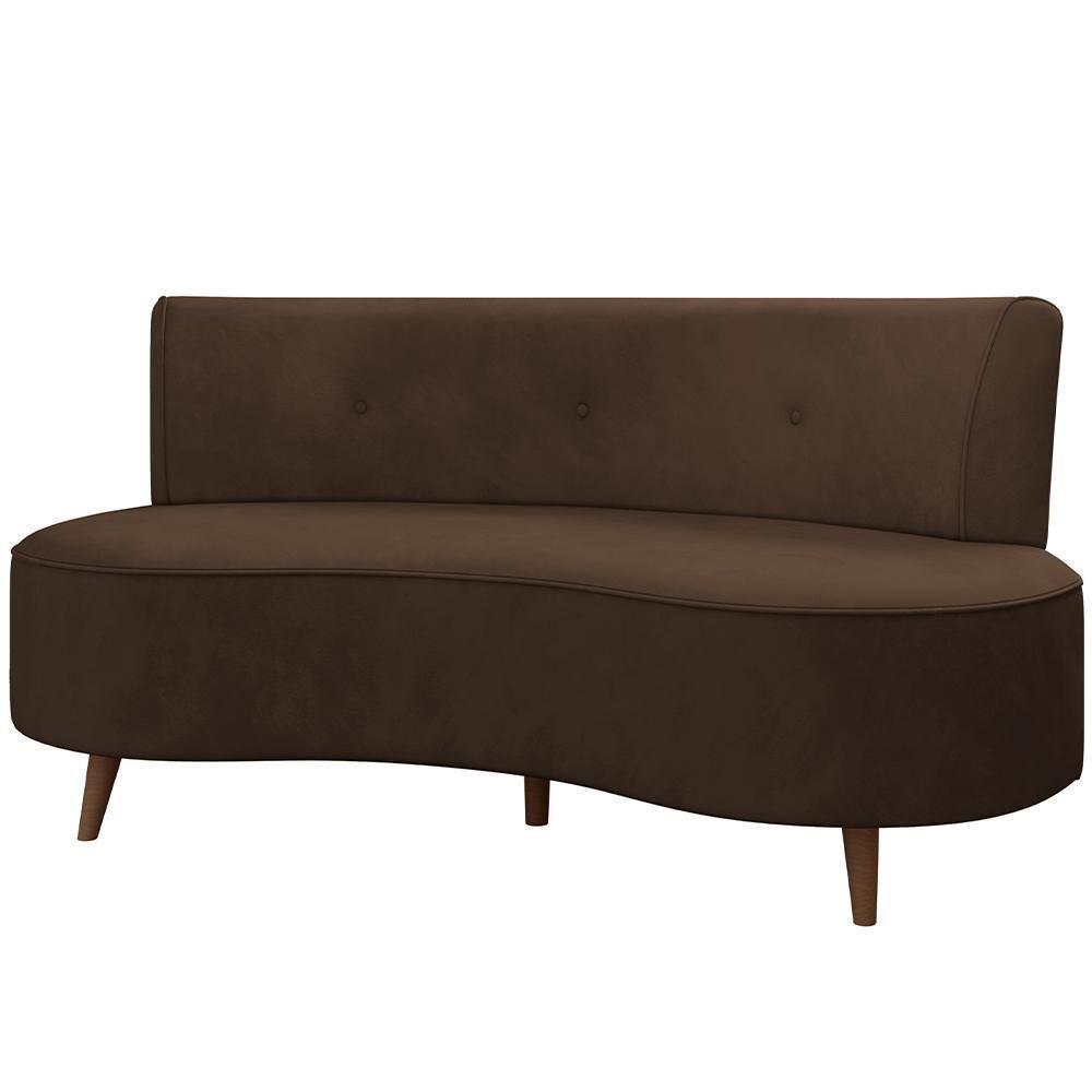 Sofá Chaise Living 2 Lugares 160cm Para Sala Istambul K01 Veludo Marrom - Lyam Decor - 1