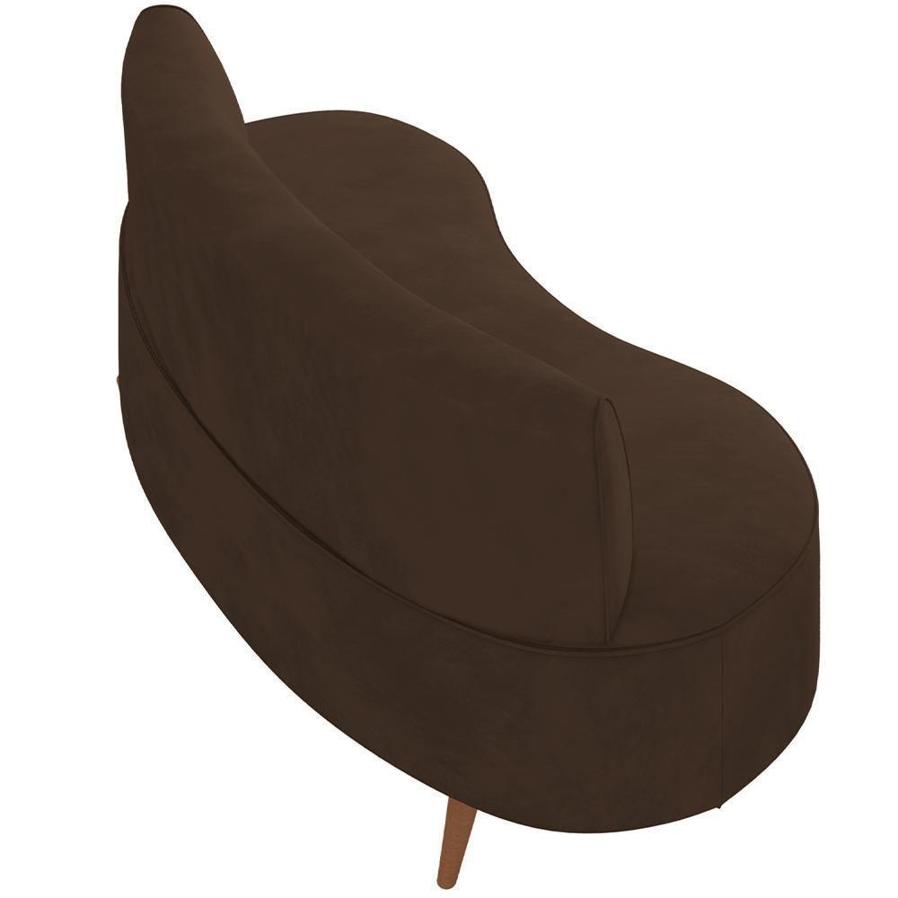 Sofá Chaise Living 2 Lugares 160cm Para Sala Istambul K01 Veludo Marrom - Lyam Decor - 4