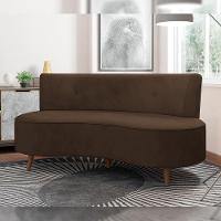 Sofá Chaise Living 2 Lugares 160cm Para Sala Istambul K01 Veludo Marrom - Lyam Decor - 6