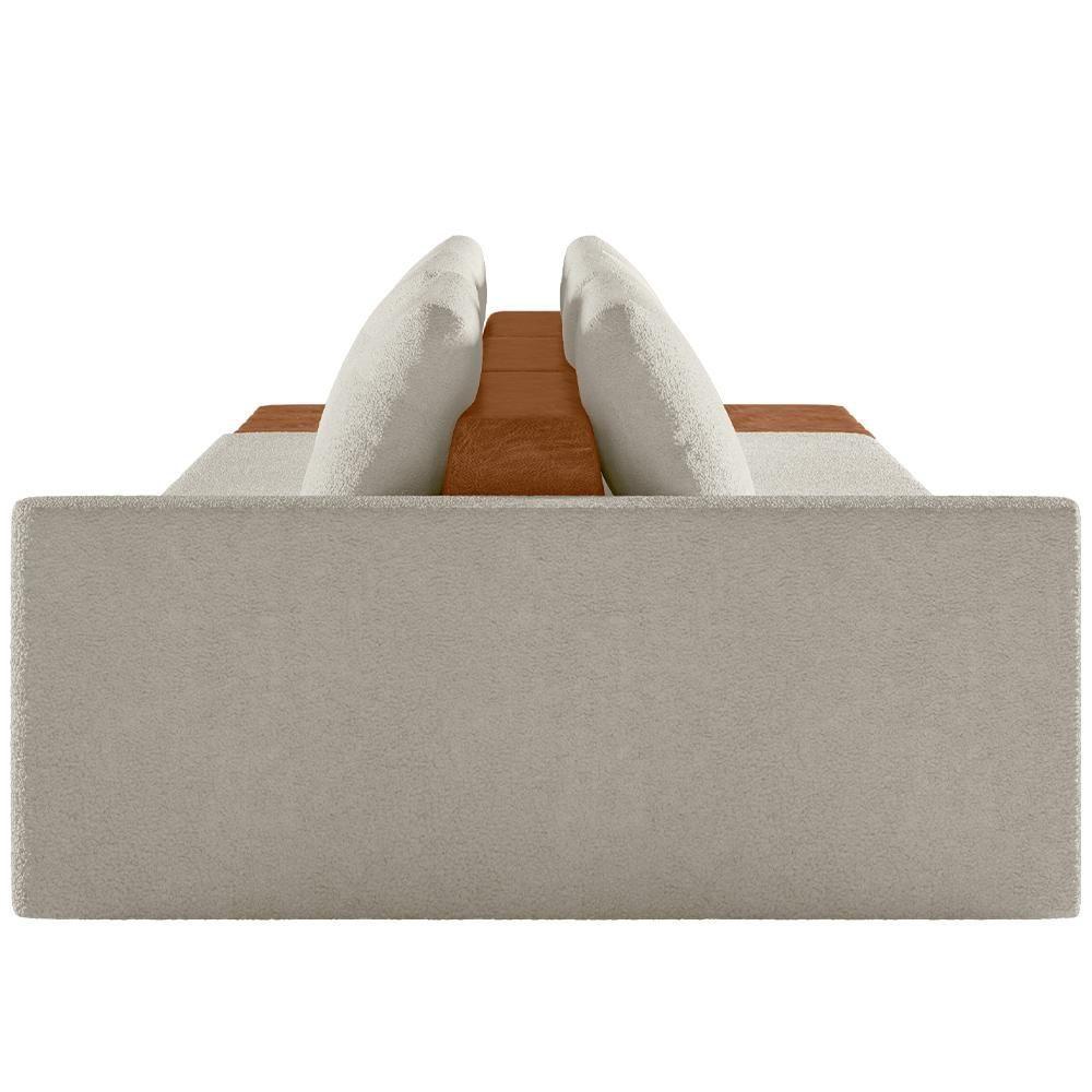 Sofá Ilha Modular Para Sala 342cm Com Puff Dublin K01 Bouclê Creme Sintético Caramelo - Lyam Decor - 2