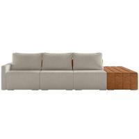 Sofá Ilha Modular Para Sala 342cm Com Puff Dublin K01 Bouclê Creme Sintético Caramelo - Lyam Decor - 5