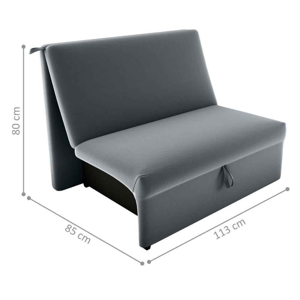 Sofá Cama 2 Lugares Ivan Veludo Cinza - 3