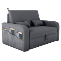 Sofá Cama 2 Lugares Com Baú Hiram Veludo Cinza - 2