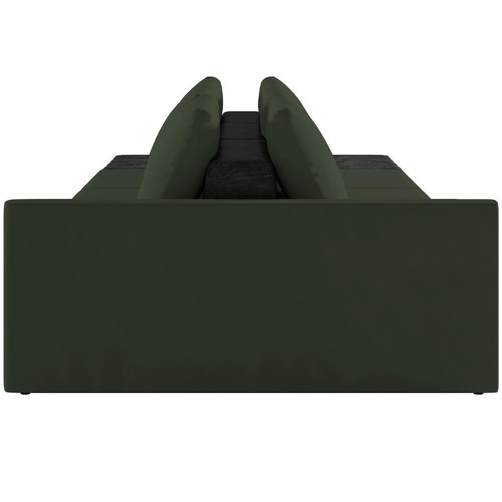 Sofá Ilha Modular Para Sala 312cm Com Puff Dublin K01 Veludo Verde E Sintético Preto - Lyam Decor - 2