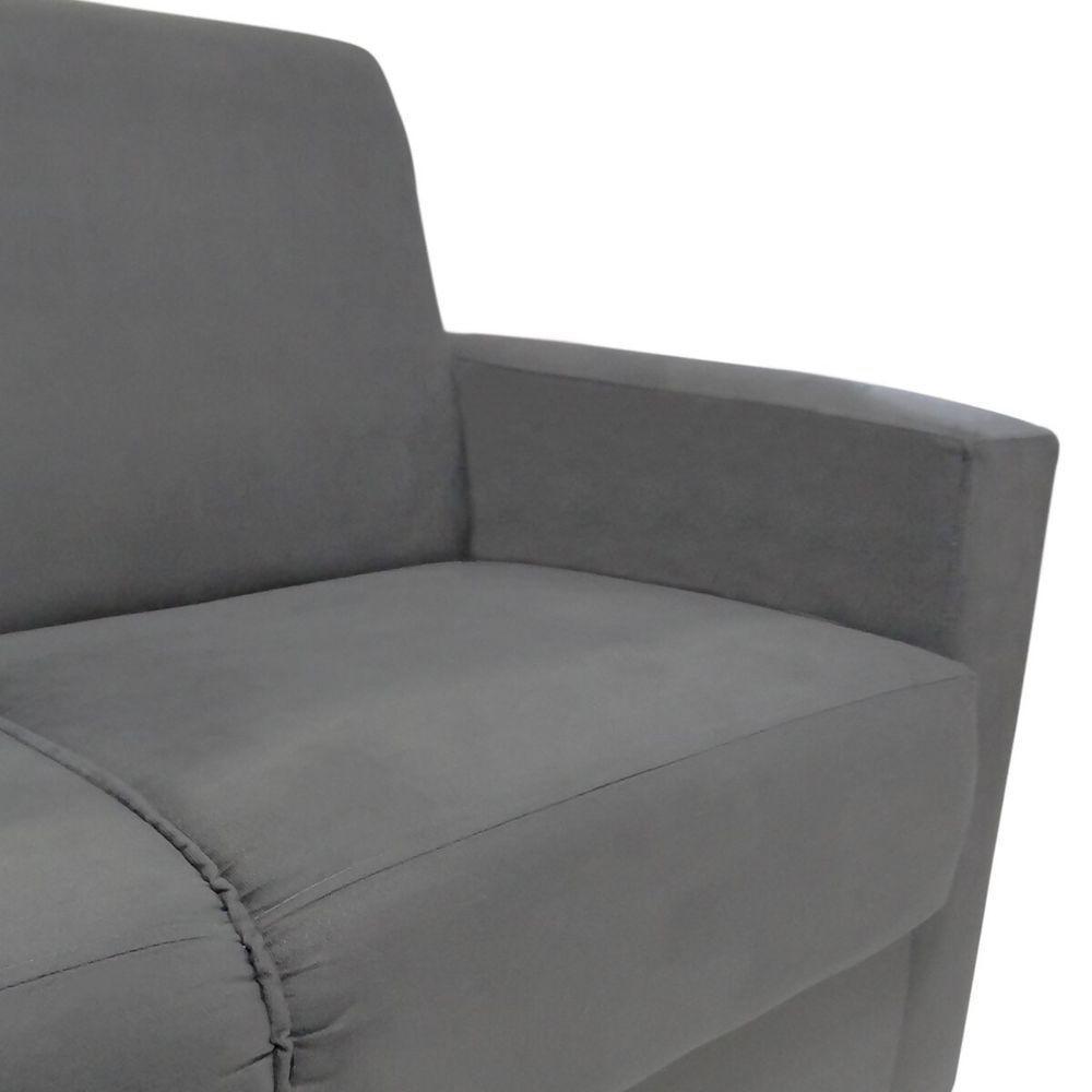 Sofá 2 Lugares Sala De Estar Recepção Suede Vitória Cinza - 4