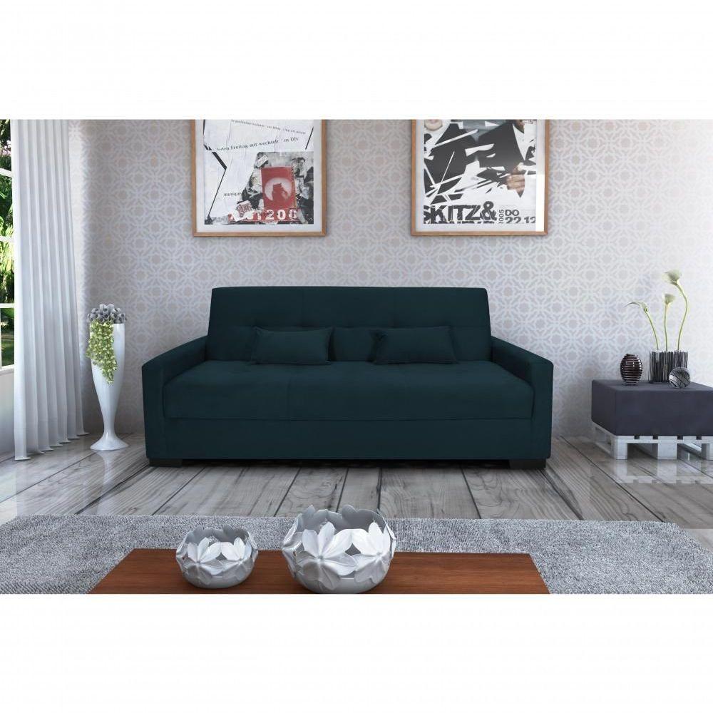 Sofá Cama Lavínia 3 Lugares Suede Petroléo Matrix - 6