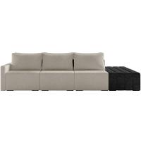 Sofá Ilha Modular Para Sala 342cm Com Puff Dublin K01 Bouclê Creme E Sintético Preto - Lyam Decor - 5