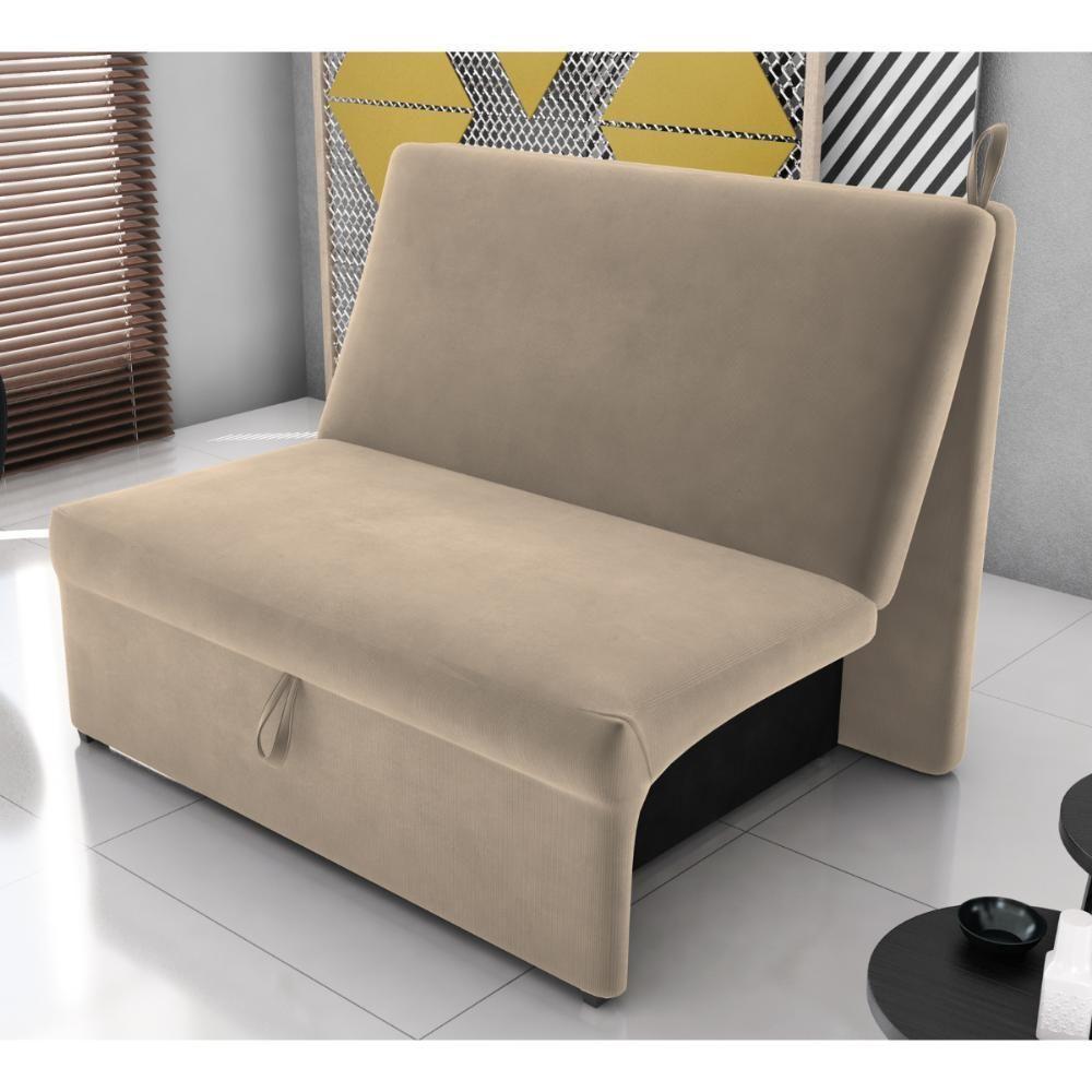 Sofá Cama 2 Lugares Ivan Suede Bege - 1