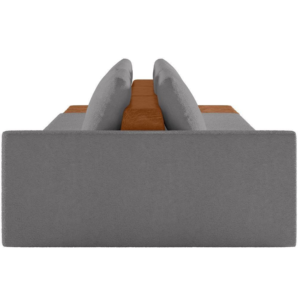 Sofá Ilha Modular Para Sala 312cm Com Puff Dublin K01 Bouclê Cinza Sintético Caramelo - Lyam Decor - 2