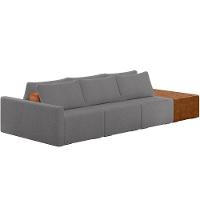 Sofá Ilha Modular Para Sala 312cm Com Puff Dublin K01 Bouclê Cinza Sintético Caramelo - Lyam Decor - 1