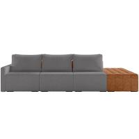 Sofá Ilha Modular Para Sala 312cm Com Puff Dublin K01 Bouclê Cinza Sintético Caramelo - Lyam Decor - 5