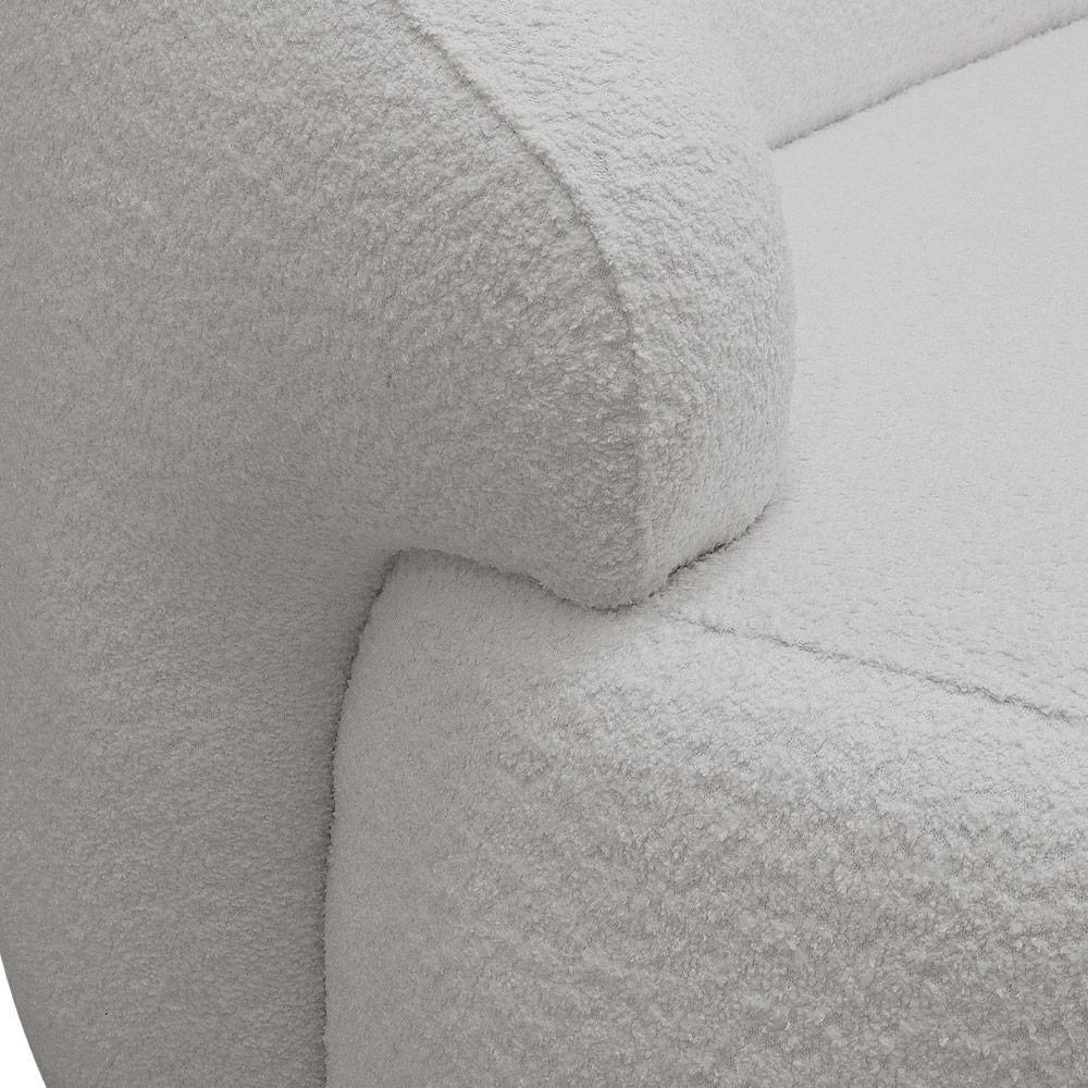 Sofá 3 Lugares Curvo Orgânico Para Sala Living 180cm Barolo L06 Bouclê Cinza - Lyam Decor - 2