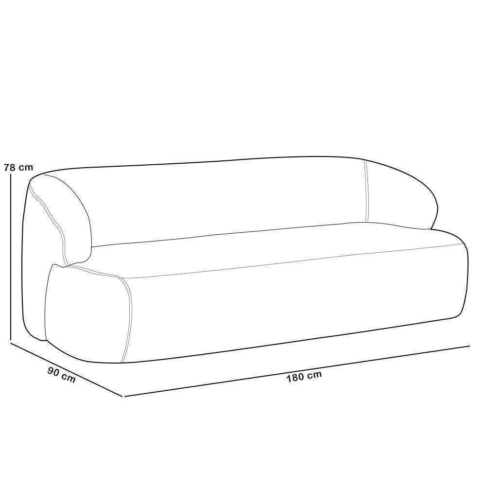 Sofá 3 Lugares Curvo Orgânico Para Sala Living 180cm Barolo L06 Bouclê Cinza - Lyam Decor - 3