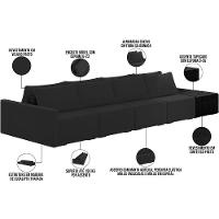 Sofá Ilha Modular Para Sala 392cm Com Puff Dublin K01 Veludo Preto E Sintético Preto - Lyam Decor - 3