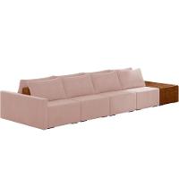 Sofá Ilha Modular Para Sala 432cm Com Puff Dublin K01 Veludo Rosê Sintético Caramelo - Lyam Decor - 1