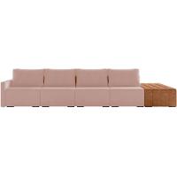 Sofá Ilha Modular Para Sala 432cm Com Puff Dublin K01 Veludo Rosê Sintético Caramelo - Lyam Decor - 5