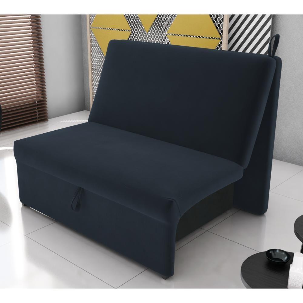 Sofá Cama 2 Lugares Ivan Suede Petróleo - 1