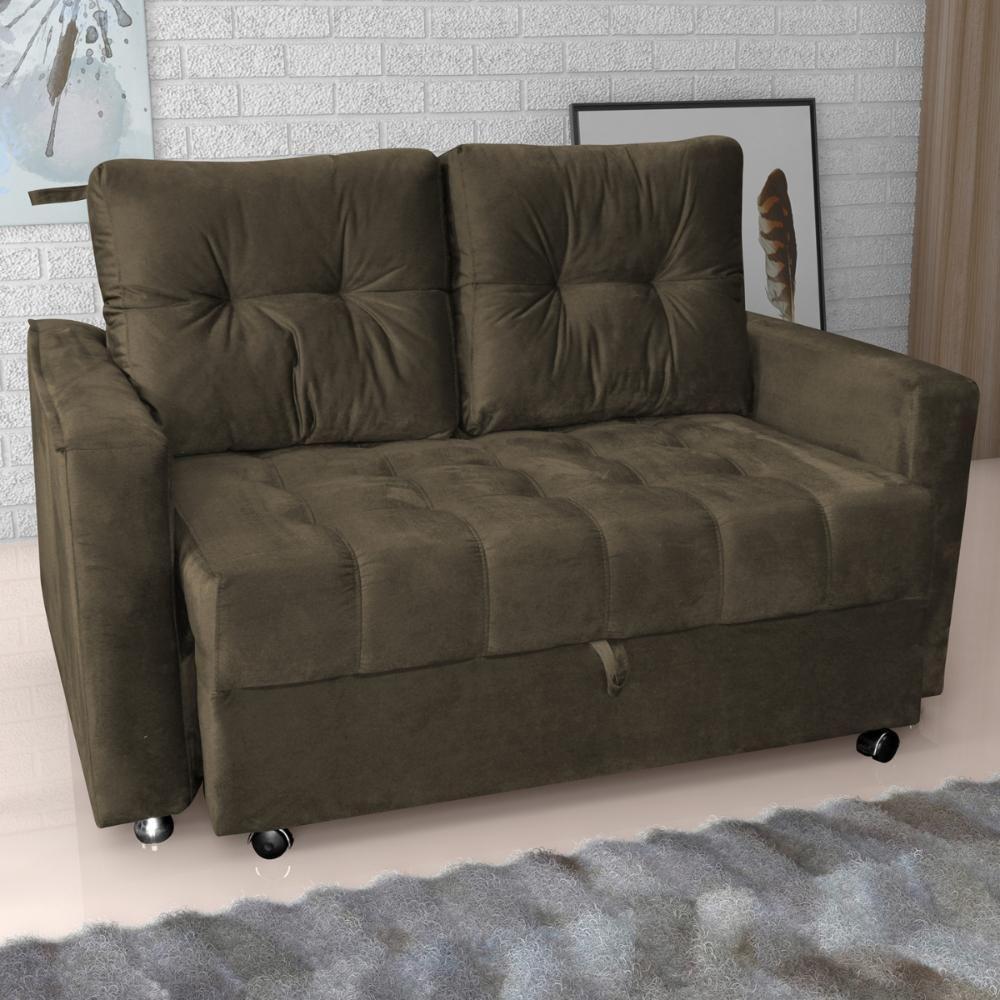 Sofá Cama Para Sala De Estar Remy Veludo Turkey Marrom - 1