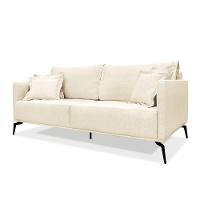 Sofá 3 Lugares Pé De Ferro Preto Rafaela 220 Cm Linho S04 - D'rossi Cor Perola - 1