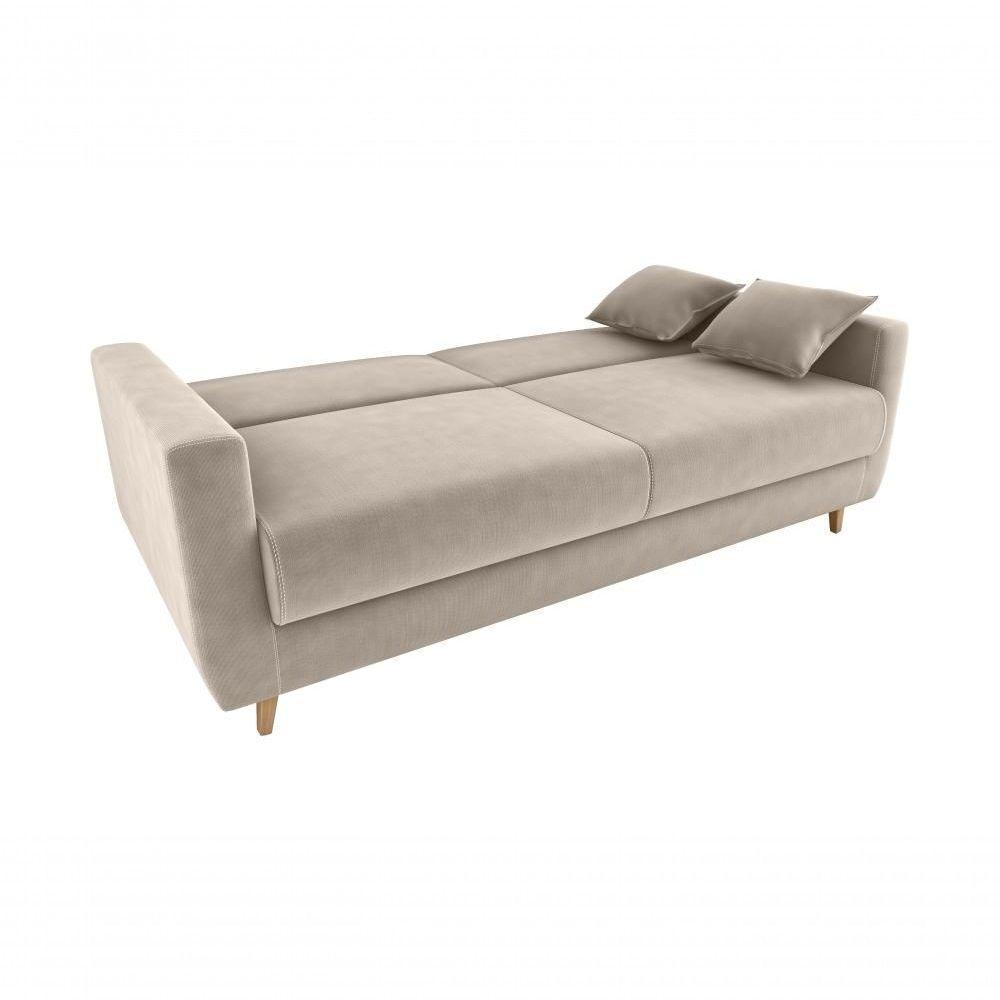 Sofá Cama Emília 2 Lugares 190cm Suede Bege Matrix - 4